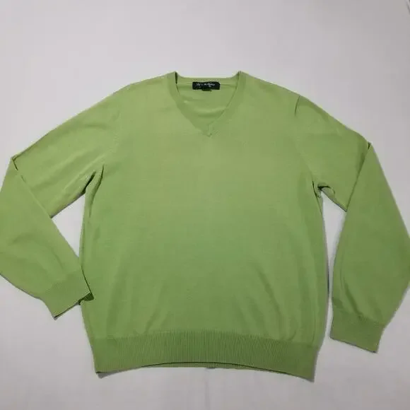 BROOKS BROTHERS Sweater Mens Large Country Club Green Silk Cotton